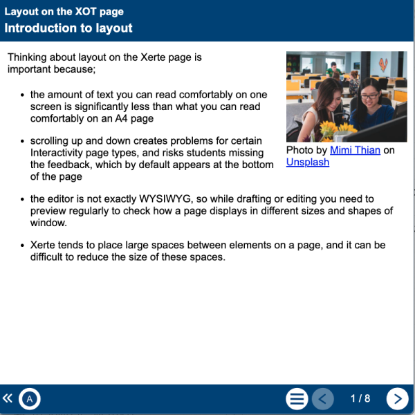XOT Content Layout